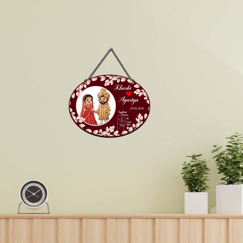 Gift Me Bazar Personalized Couple Wedding Wall Hanging Decoration Wall Art Decor Indoor Wall Hanging Decoration Gift for Friends Wedding